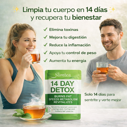 SLIMTEA - Tè Desinflamatorio 14 dias - Pierde barriga y Quema grasa