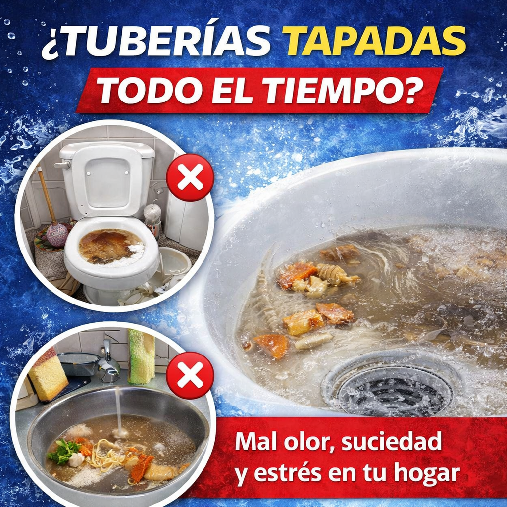 SUPER OFERTA Tres (3) Destapa Drenajes y Tuberías Wild Tornado ™ | ¡Adiós a los atascos! El limpiador que revive tus tuberías en minutos.