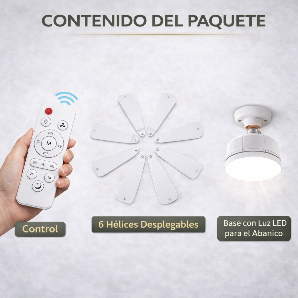 Abanico Con Luz LED 2 en 1 - Iluminación y Ventilación Inteligente para tu Hogar (Ahorro de Energia)