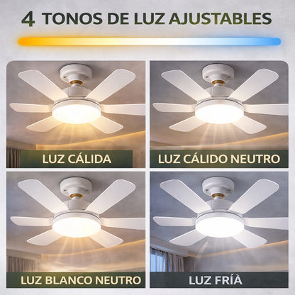 Abanico Con Luz LED 2 en 1 - Iluminación y Ventilación Inteligente para tu Hogar (Ahorro de Energia)