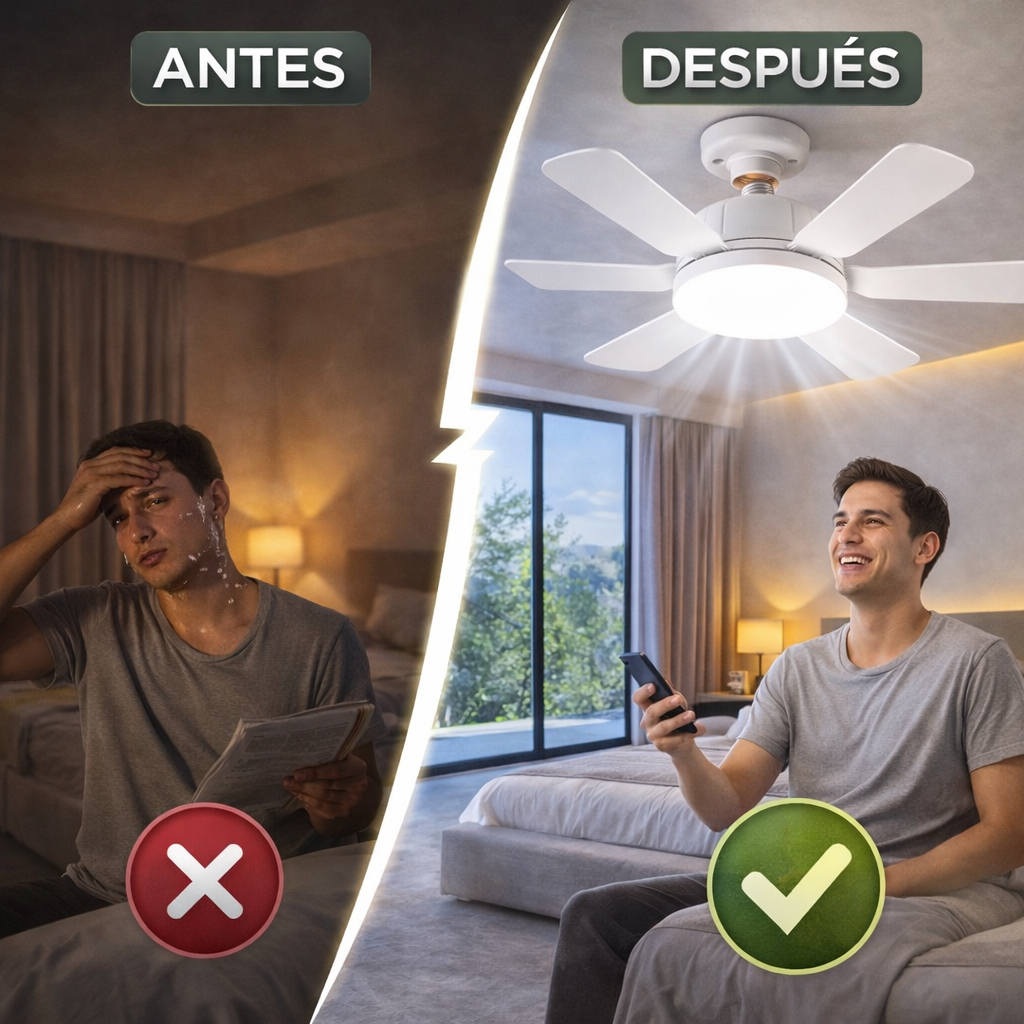 Abanico Con Luz LED 2 en 1 - Iluminación y Ventilación Inteligente para tu Hogar (Ahorro de Energia)