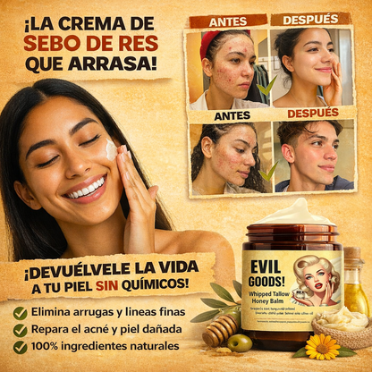 Evil Goods Sebo de Res & Miel Glow - Hidratación Natural y Luminosidad